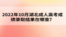 2022年10月湖北成人高考成績錄取結(jié)果在哪查？