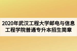 2020年武漢工程大學郵電與信息工程學院普通專升本招生簡章