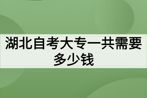 湖北自考大專一共需要多少錢