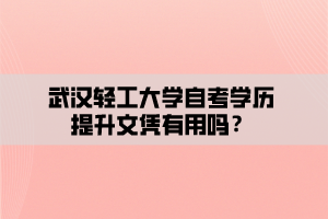 武漢輕工大學(xué)自考學(xué)歷提升文憑有用嗎？