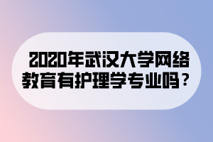 2020年武漢大學(xué)網(wǎng)絡(luò)教育有護(hù)理學(xué)專業(yè)嗎？