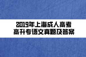 2019年上海成人高考高升專語(yǔ)文真題及答案