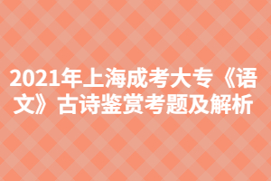 2021年上海成考大?！墩Z(yǔ)文》古詩(shī)鑒賞考題及解析