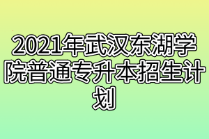 2021年武漢東湖學院普通專升本招生計劃