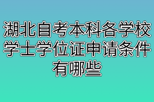 湖北自考本科各學(xué)校學(xué)士學(xué)位證申請(qǐng)條件有哪些