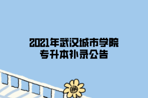 2021年武漢城市學(xué)院專升本補錄公告