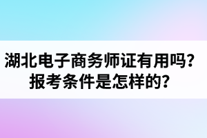 湖北電子商務(wù)師證書(shū)有用嗎？電子商務(wù)師報(bào)考條件是怎樣的？