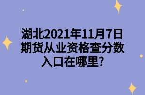 湖北2021年11月7日期貨從業(yè)資格查分數(shù)入口在哪里_