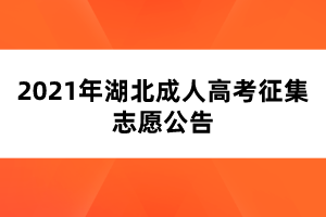 2021年湖北成人高考征集志愿公告