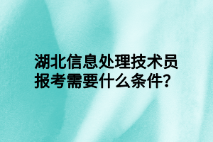 湖北信息處理技術(shù)員報考需要什么條件？