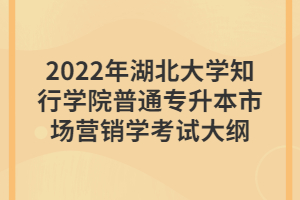 2022年湖北大學(xué)知行學(xué)院普通專升本市場(chǎng)營(yíng)銷學(xué)考試大綱