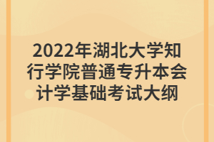 2022年湖北大學知行學院普通專升本會計學基礎考試大綱