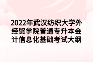 2022年武漢紡織大學外經(jīng)貿(mào)學院普通專升本會計信息化基礎考試大綱