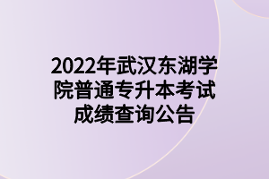 2022年武漢東湖學(xué)院普通專升本考試成績查詢公告