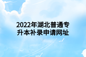 2022年湖北普通專升本補錄申請網(wǎng)址