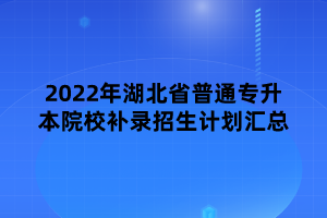 2022年湖北省普通專(zhuān)升本院校補(bǔ)錄招生計(jì)劃匯總