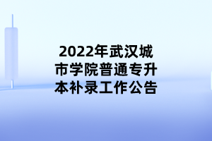 2022年武漢城市學(xué)院普通專升本補(bǔ)錄工作公告