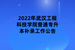 2022年武漢工程科技學院普通專升本補錄工作公告 (1)