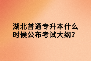 湖北普通專(zhuān)升本什么時(shí)候公布考試大綱？