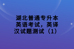 湖北普通專升本英語(yǔ)考試，英譯漢試題測(cè)試（1）